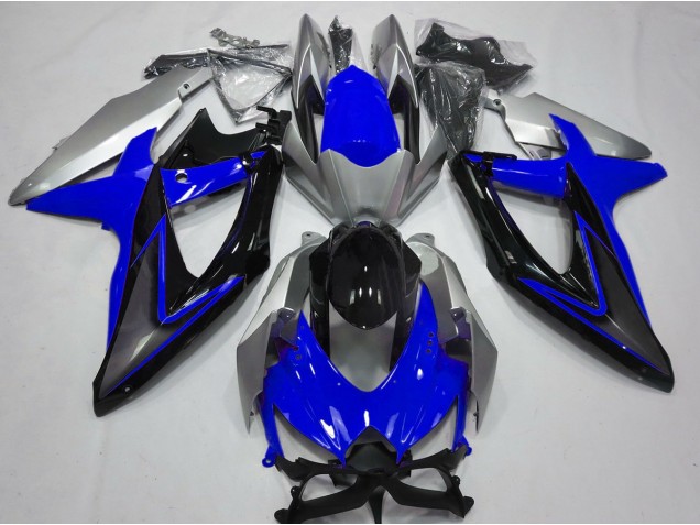 Blue and Silver 2008-2010 GSXR 600-750 Motorcycle Fairing