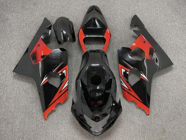 Gloss Black and Red 2004-2005 GSXR 600-750 Motorcycle Fairing