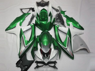 Gloss Green and White 2008-2010 GSXR 600-750 Motorcycle Fairing