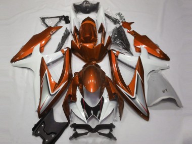 Gloss Orange and White 2008-2010 GSXR 600-750 Motorcycle Fairing