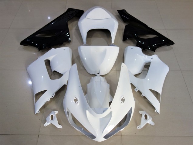 Gloss White & Black 2005-2006 ZX6R Motorcycle Fairing