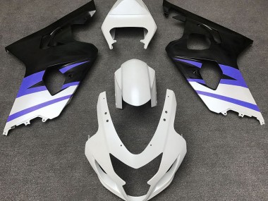 Matte White & Blue 2004-2005 GSXR 600-750 Motorcycle Fairing