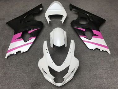 Matte White & Pink 2004-2005 GSXR 600-750 Motorcycle Fairing