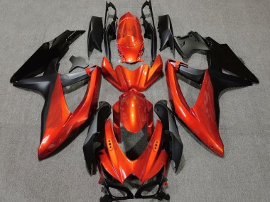 Vibrant Orange in Black 2008-2010 GSXR 600-750 Motorcycle Fairing